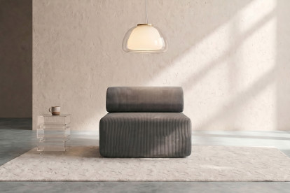 Fauteuil non convertible et modulable - Velours côtelé Gris