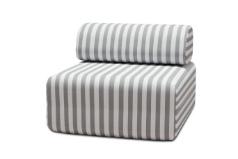 Fauteuil modulable, mousse écologique et assise ferme - Tissu extérieur à rayures, blanc et gris
