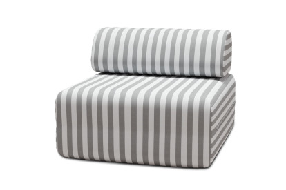 Fauteuil modulable, mousse écologique et assise ferme - Tissu extérieur à rayures, blanc et gris