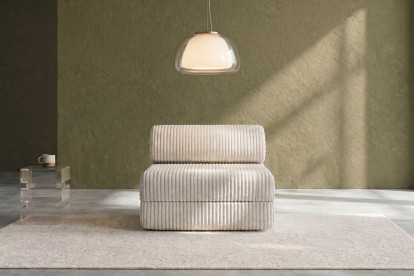 Fauteuil convertible et modulable, mousse écologique et assise ferme - Velours côtelé XL Blanc
