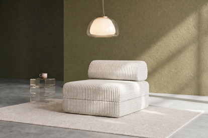 Fauteuil convertible et modulable, mousse écologique et assise ferme - Velours côtelé XL Blanc