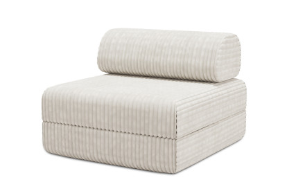 Fauteuil convertible et modulable, mousse écologique et assise ferme - Velours côtelé XL Blanc