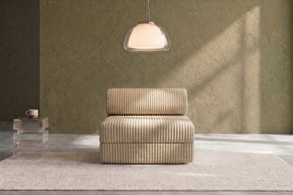 Fauteuil convertible et modulable, mousse écologique et assise ferme - Velours côtelé XL Beige