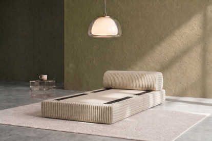 Fauteuil convertible et modulable, mousse écologique et assise ferme - Velours côtelé XL Beige