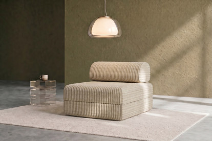 Fauteuil convertible et modulable, mousse écologique et assise ferme - Velours côtelé XL Beige