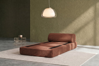 Fauteuil convertible et modulable, mousse écologique et assise ferme - Velours côtelé XL Terracotta