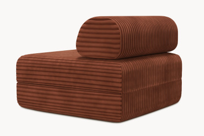 Fauteuil convertible et modulable, mousse écologique et assise ferme - Velours côtelé XL Terracotta