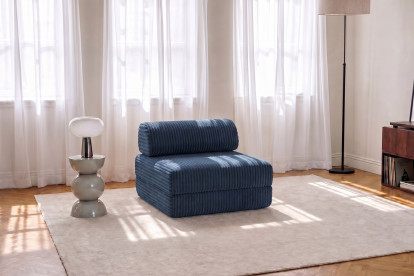 Fauteuil convertible et modulable, mousse écologique et assise ferme - Velours côtelé XL Bleu