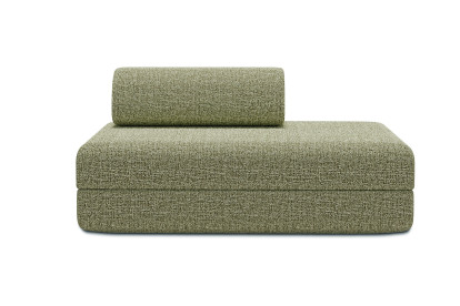 Canapé 2 places convertible et modulable, mousse écologique et assise ferme - Tissu tweed Vert