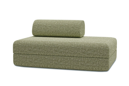 Canapé 2 places convertible et modulable, mousse écologique et assise ferme - Tissu tweed Vert