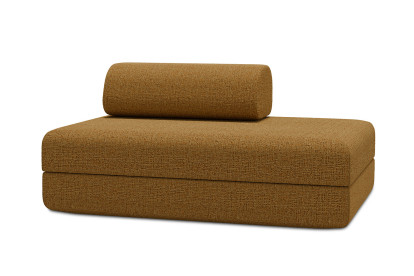 Canapé 2 places convertible et modulable, mousse écologique et assise ferme - Tissu tweed Jaune