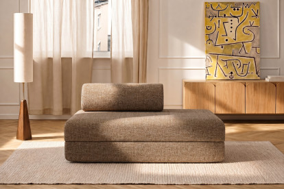 Canapé 2 places convertible et modulable, mousse écologique et assise ferme - Tissu tweed Marron
