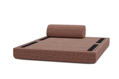 Canapé 2 places convertible et modulable, mousse écologique et assise ferme - Tissu tweed Rouge