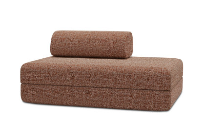 Canapé 2 places convertible et modulable, mousse écologique et assise ferme - Tissu tweed Rouge