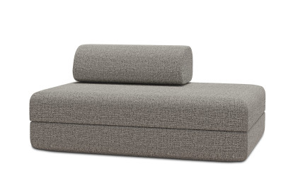 Canapé 2 places convertible et modulable, mousse écologique et assise ferme - Tissu tweed Gris