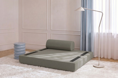 Canapé 2 places convertible et modulable, mousse écologique et assise ferme - Tissu lisse Taupe