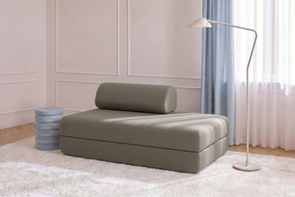 Canapé 2 places convertible et modulable, mousse écologique et assise ferme - Tissu lisse Taupe