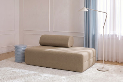 Canapé 2 places non convertible et modulable - Tissu lisse Marron