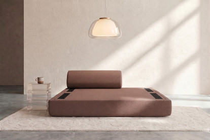 Canapé 2 places convertible et modulable, mousse écologique et assise ferme - Tissu lisse Terracotta