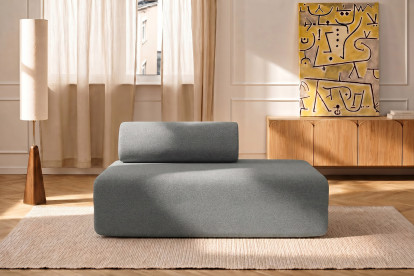 Canapé 2 places non convertible et modulable - Tissu lisse Gris