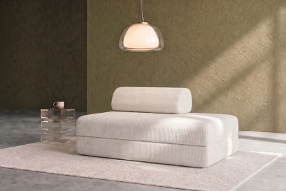 Canapé 2 places convertible et modulable, mousse écologique et assise ferme - Velours côtelé Blanc