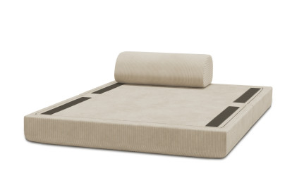 Canapé 2 places convertible et modulable, mousse écologique et assise ferme - Velours côtelé Beige