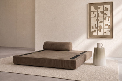 Canapé 2 places convertible et modulable, mousse écologique et assise ferme - Velours côtelé Taupe