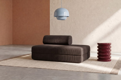 Canapé 2 places convertible et modulable, mousse écologique et assise ferme - Velours côtelé Marron