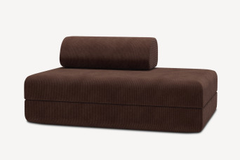 Canapé 2 places convertible et modulable, mousse écologique et assise ferme - Velours côtelé Marron