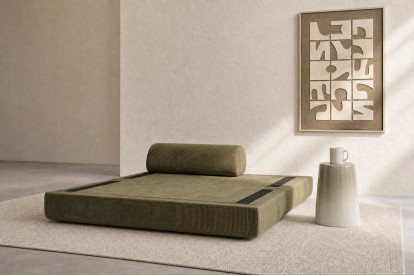 Canapé 2 places convertible et modulable, mousse écologique et assise ferme - Velours côtelé Vert