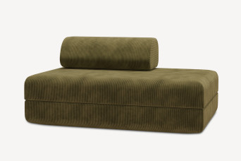Canapé 2 places convertible et modulable, mousse écologique et assise ferme - Velours côtelé Vert