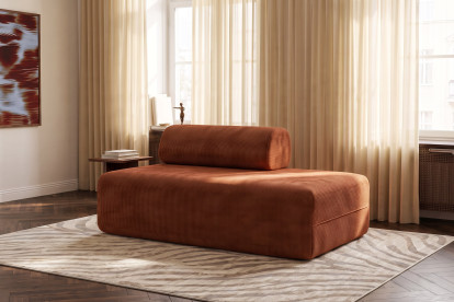 Canapé 2 places non convertible et modulable - Velours côtelé Terracotta