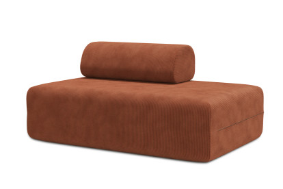 Canapé 2 places non convertible et modulable - Velours côtelé Terracotta