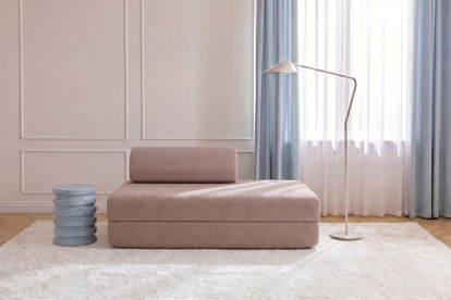 Canapé 2 places convertible et modulable, mousse écologique et assise ferme - Velours côtelé Rose pâle