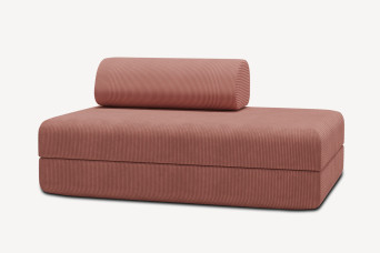 Canapé 2 places convertible et modulable, mousse écologique et assise ferme - Velours côtelé Rose