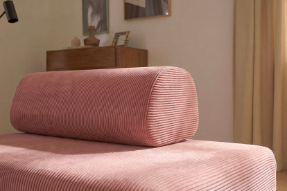 Canapé 2 places convertible et modulable, mousse écologique et assise ferme - Velours côtelé Rose
