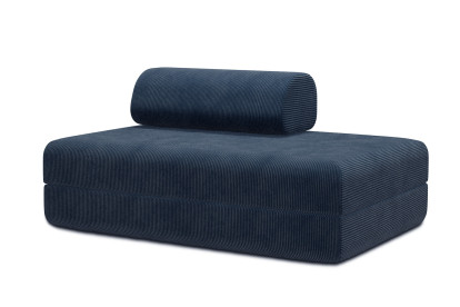 Canapé 2 places convertible et modulable, mousse écologique et assise ferme - Velours côtelé Bleu