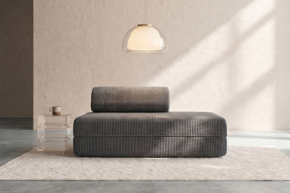 Canapé 2 places convertible et modulable, mousse écologique et assise ferme - Velours côtelé Gris