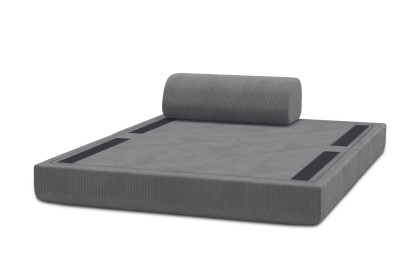 Canapé 2 places convertible et modulable, mousse écologique et assise ferme - Velours côtelé Gris