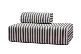 Canapé 2 places modulable, mousse écologique et assise ferme  - Tissu extérieur à rayures, blanc et gris anthracite