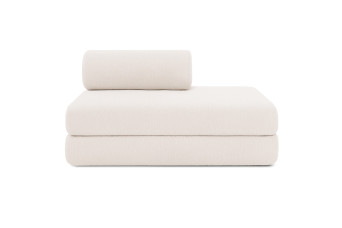 Canapé 2 places convertible et modulable, mousse écologique et assise ferme - Tissu extérieur Beige clair