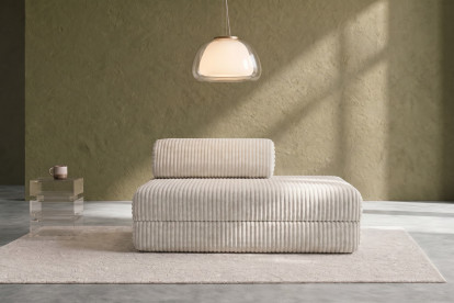 Canapé 2 places convertible et modulable, mousse écologique et assise ferme - Velours côtelé XL Blanc