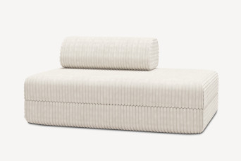 Canapé 2 places convertible et modulable, mousse écologique et assise ferme - Velours côtelé XL Blanc