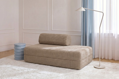 Canapé 2 places convertible et modulable, mousse écologique et assise ferme - Velours côtelé XL Marron