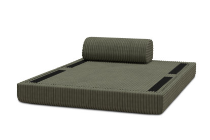 Canapé 2 places convertible et modulable, mousse écologique et assise ferme - Velours côtelé XL Vert