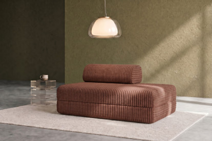Canapé 2 places convertible et modulable, mousse écologique et assise ferme - Velours côtelé XL Terracotta