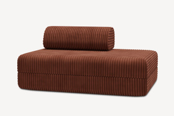 Canapé 2 places convertible et modulable, mousse écologique et assise ferme - Velours côtelé XL Terracotta
