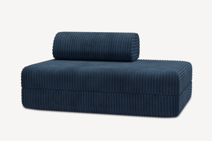 Canapé 2 places convertible et modulable, mousse écologique et assise ferme - Velours côtelé XL Bleu