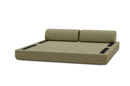 Canapé 3 places convertible et modulable, mousse écologique et assise ferme  - Tissu tweed Vert