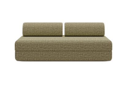 Canapé 3 places convertible et modulable, mousse écologique et assise ferme  - Tissu tweed Vert